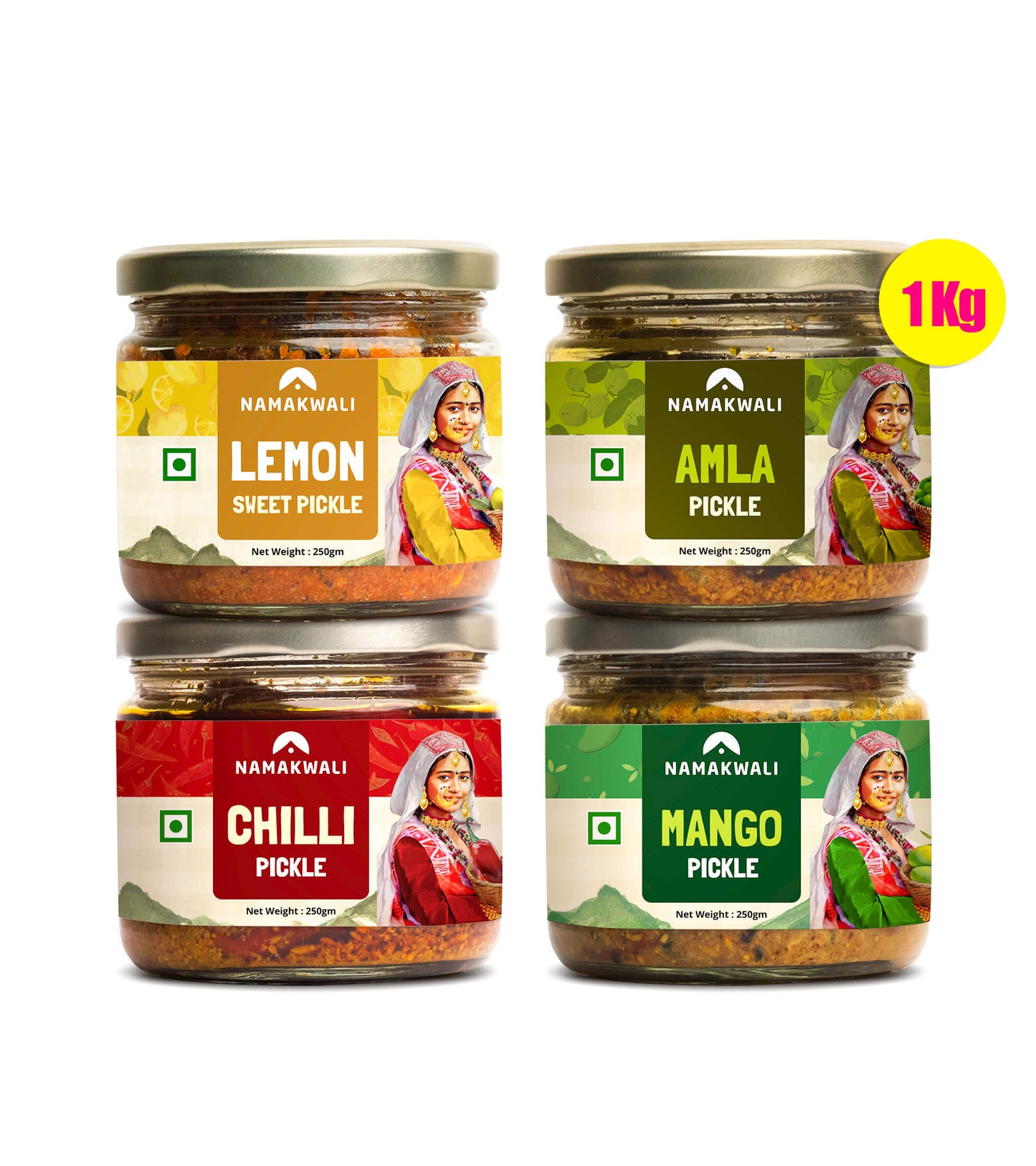 Pahadi Homemade 4 Pickle Combo, 1Kg
