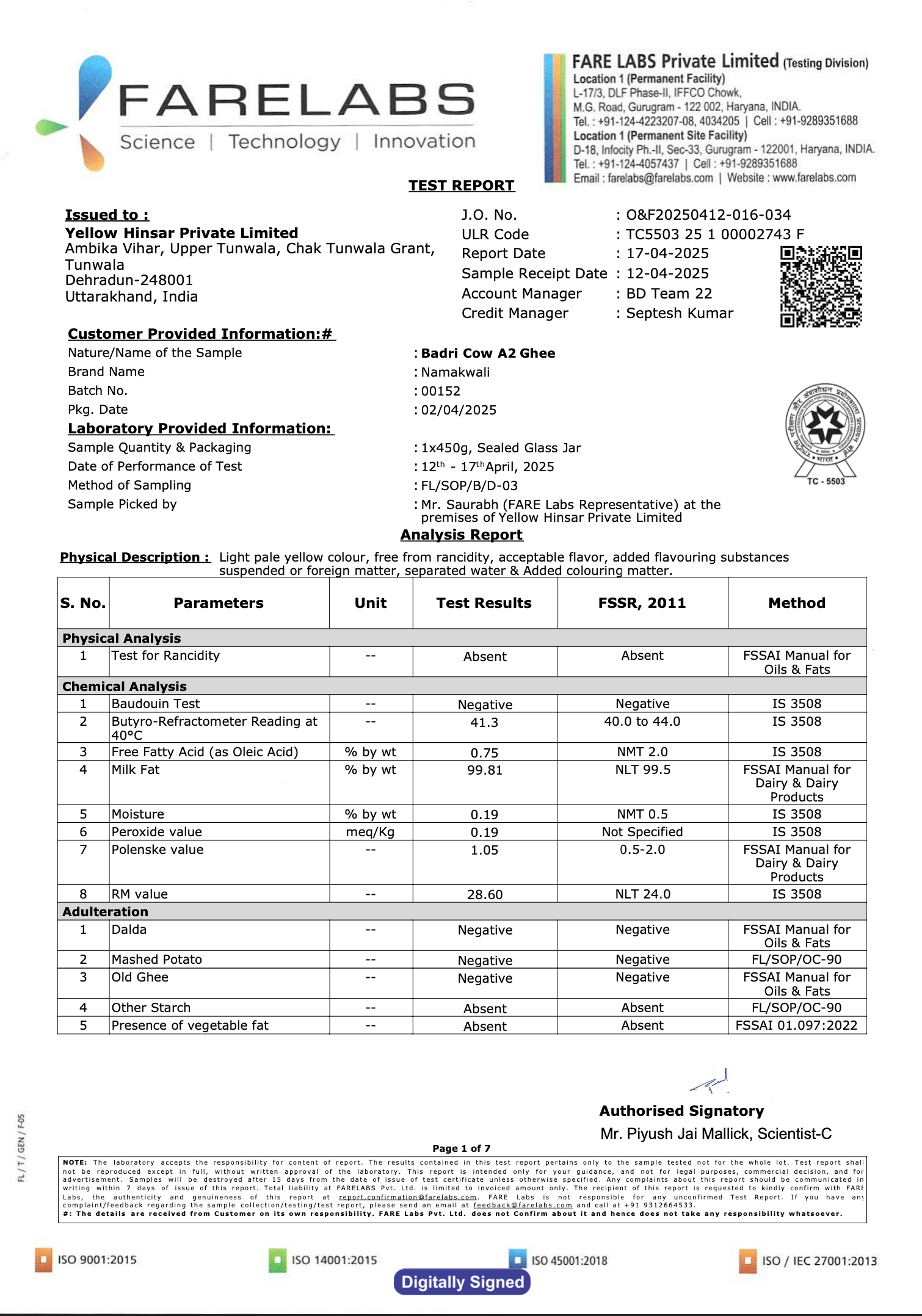 Ghee Report