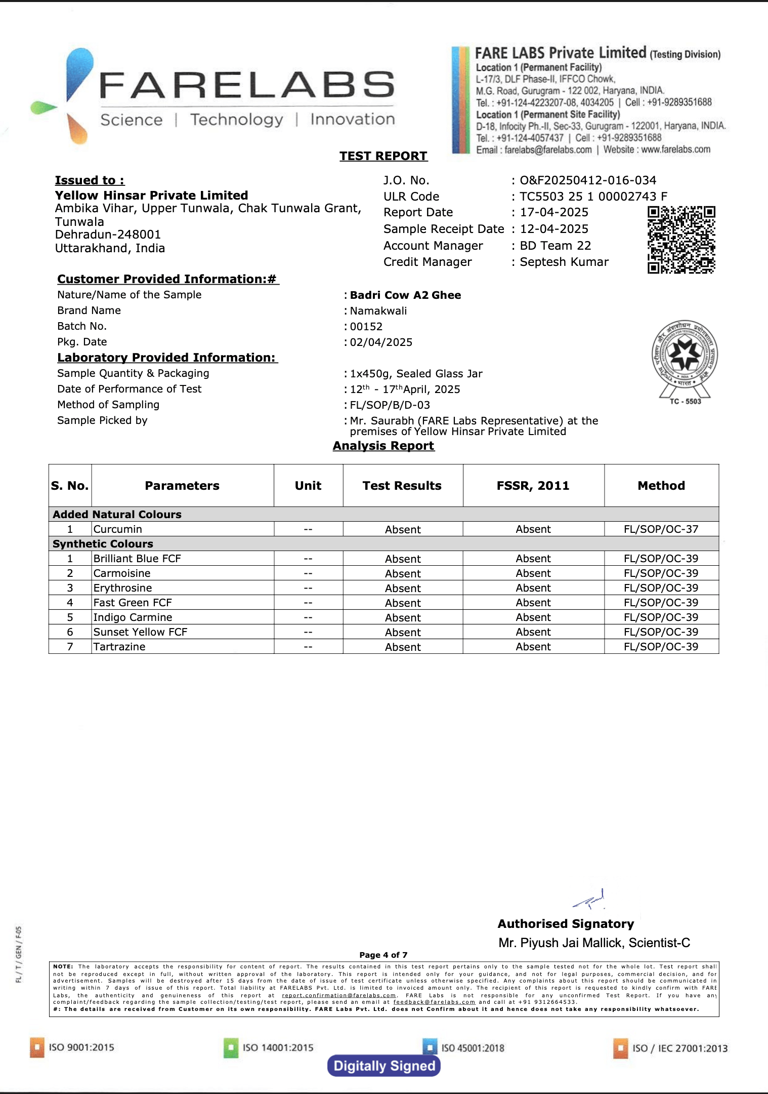 Ghee Report