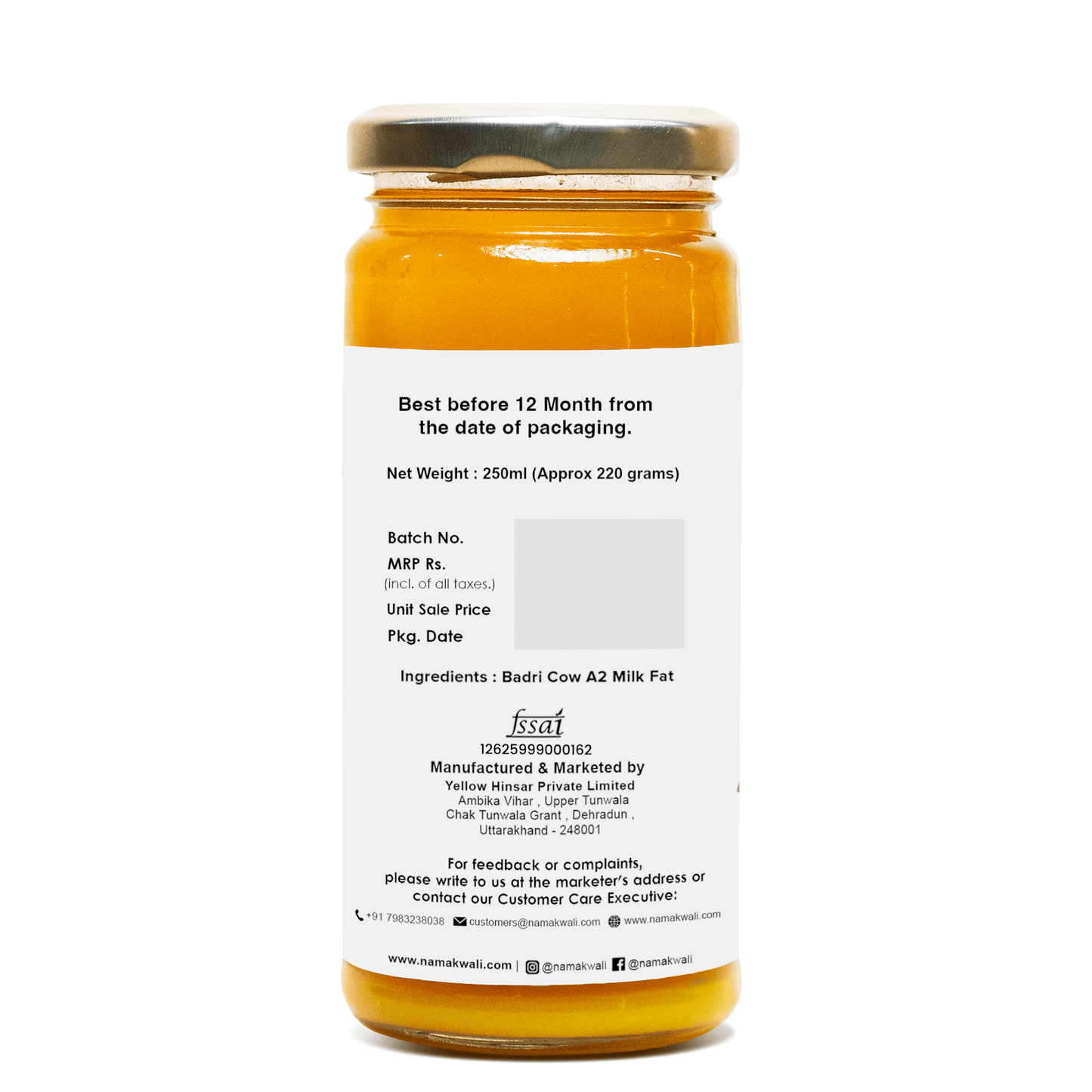 A2 Badri Cow Ghee , 250ml A2 Badri Cow Ghee , 250ml